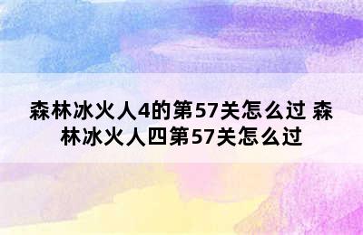 森林冰火人4的第57关怎么过 森林冰火人四第57关怎么过